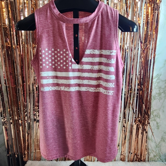 Tops - Flag Screenprint Sleeveless Top